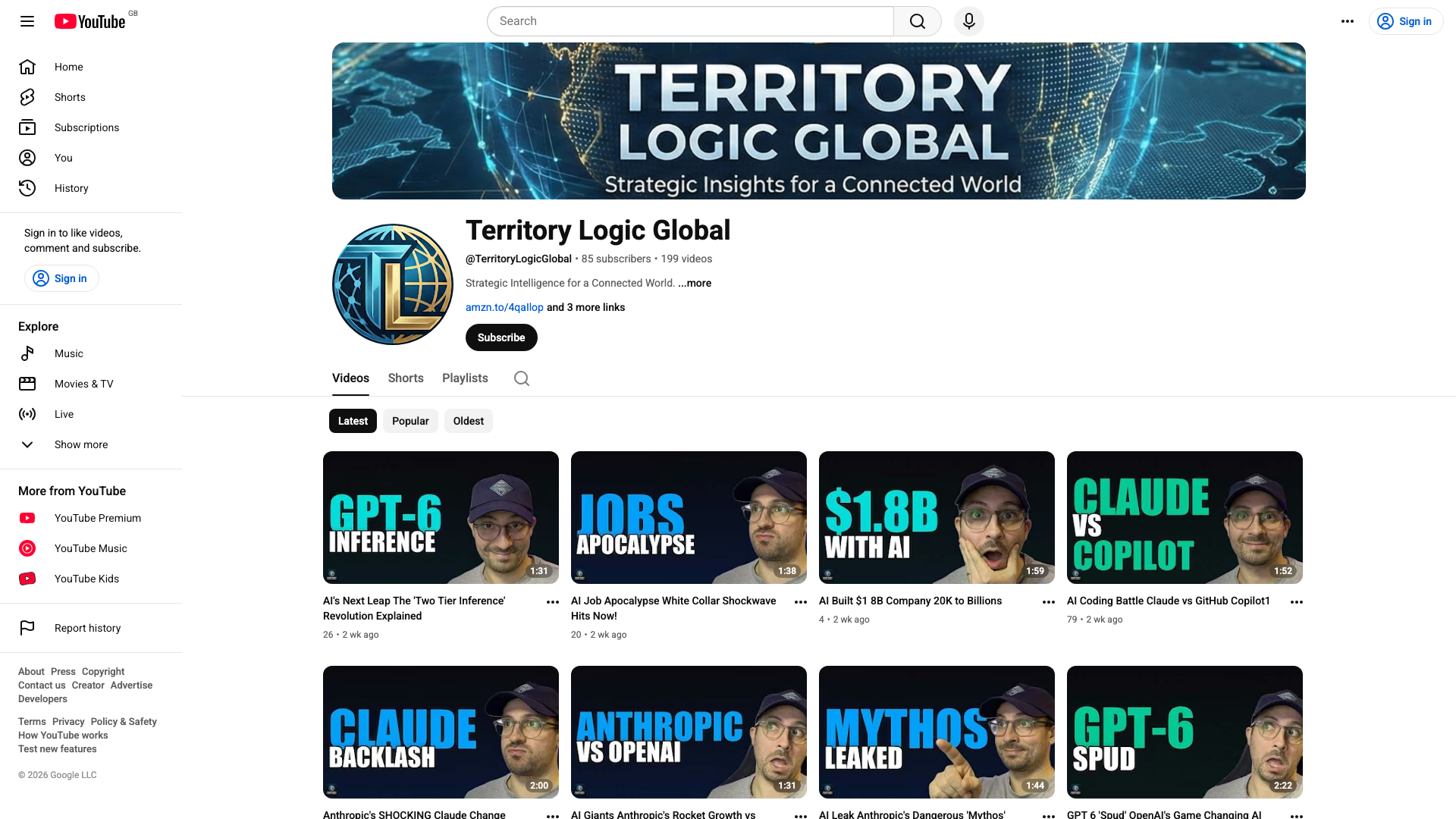 Territory Logic Global YouTube channel